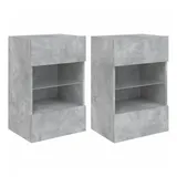 vidaXL TV-Wandschränke mit LED-Leuchten 2 Stk. Betongrau 40x30x60,5 cm