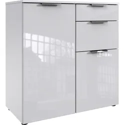Kombikommode WIMEX "Level36 C by fresh to go", weiß (weiß, glas weiß), B:81cm H:84cm T:41cm, Spanplatte, Sideboards, mit Glaselementen auf der Front, soft-close Funktion, 81cm breit