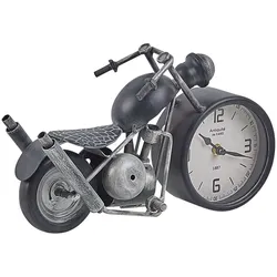 Tischuhr schwarz / silber Motorradform 19 cm BERNO