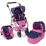 Bayer Chic 2000 CHIC2000 Kombi-Puppenwagen Emotion All In 2.0-3in1 Puppenwagen-Set bestehend aus Babywanne, Sportsitz und Autositz, Butterfly, Navy-pink