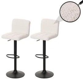 Mendler 2er-Set Barhocker HWC-G87, Tresenhocker Barstuhl, höhenverstellbar drehbar, Stoff Boucle (450g/m2) FSC® - creme-weiß