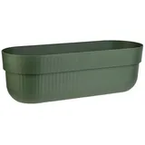 ENGELLAND - 1 x Blumenkasten, Blumentopf, Farbe: Moos-Grün, Pflanzkasten mit Wasserspeicher/Drainagesystem und Abstandshalter, 50 cm, PP-Kunststoff, Balkonkasten, länglich, formstabil