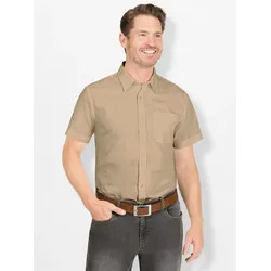 Kurzarmhemd MARCO DONATI, Herren, Gr. 43/44, Normalgrößen, beige, 100% Baumwolle, unifarben, klassisch, Kurzarm, Hemden