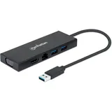 Manhattan USB 3.2 USB-A/Dual-Monitor Multiport-Adapter - Schwarz