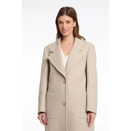 RINO & PELLE "CECILE", Damen, Gr. 38, beige (birch melange), Web, Obermaterial: 100% Polyester. Futter: 58% Polyester, 42% Viskose, unifarben, regular fit kniebedeckend, gerader Abschluss, Mäntel, mit Revers Kragen