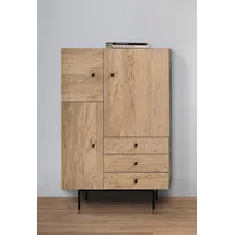 WoodMan Highboard WOODMAN "Jugend Kommode", schwarz (eichefarben, schwarz), B:90cm H:140cm T:42cm, Sideboards, Highboard, Stauraumschrank mit Soft Close Funktion, Breite 90 cm, FSC