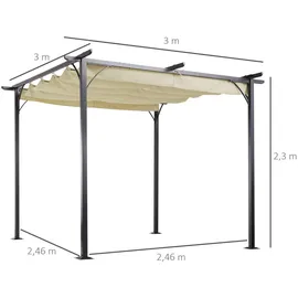 Outsunny Pergola Pergola mit Schiebedach 3 x 3 m beige