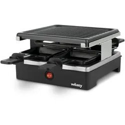 Wëasy Raclette Gerät und Grill LUGA40, 4 Personen, Antihaftbeschictung, 600 W,  Edelstahl, schwarz