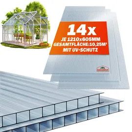 Gardebruk Doppelstegplatten 4 mm Zuschneidbar 121x60,5 cm Polycarbonat 10,3 m2 UV-beständig Klar Hohlkammerplatten