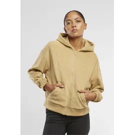 URBAN CLASSICS Jacquard Velvet Oversized Reißverschlusspullover Union Beige S