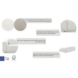 Andas Ecksofa ANDAS "Noord mit Kedernaht, Breite 227 cm, L-Form", beige (cream), B:227cm H:71cm T:161cm, 94% Polyester; 6% Nylon, Sofas, Ecksofa, Cord, Struktur, Webstoff, mit Wellenunterfederung, Massivholzrahmen