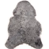 KUHFELL online & NOMAD Fellteppich Echtes großes Lammfell Schaffell Teppich in Weiß Schwarz Blau Braun, Atmungsaktiv, Temperaturausgleichend, Antibakteriell grau 110 cm
