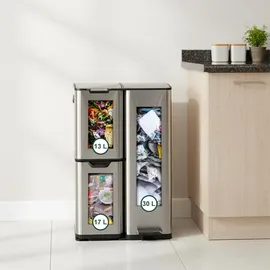 Relaxdays Mülltrennsystem 60 l Silber