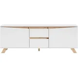 INOSIGN Lowboard INOSIGN "Valentin", weiß, B:160cm H:55cm T:38cm, Melamin, Spanplatte, Sideboards, Lowboard, 160cm TV Board mit 2 Türen und 2 Schubkästen in modernem Skandi Design