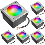 ledscom.de 6x LED Pflasterstein NEOLUM für außen, IP67, eckig, 10 x10cm, inkl. GX53 RGB Leuchtmittel, 670lm, Smart Home