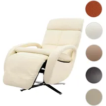 Mendler Relaxsessel HWC-L11, Design Fernsehsessel TV-Sessel Liegesessel, Liegefunktion drehbar, Voll-Leder ~ creme-wei√ü