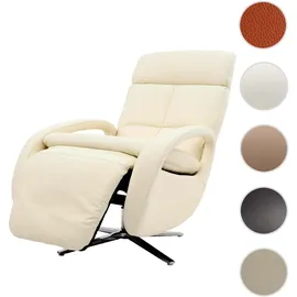 Mendler Relaxsessel HWC-L11, Design Fernsehsessel TV-Sessel Liegesessel, Liegefunktion drehbar, Voll-Leder ~ creme-wei√ü
