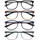 OPULIZE Max Lesebrille 4 Pack - Klassische große rechteckige Fassung - Brillen in mattem Schwarz, Braun, Blau & Grau - Herren Damen Unisex - RRRR78-1237 - +3,50