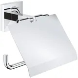 GROHE Start Cube, Toilettenpapierhalter WC ohne Bohren (Klopapierhalter zum Kleben und Bohren geeignet, mit Schrauben & Dübel, Kleber separat kaufen, verdeckte Befestigung), eckig, chrom, 41102000