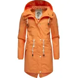 Navahoo Damen Übergangsjacke Regenmantel wasserdicht lang mit Kapuze Tropical Stormoo Apricot Sorbet Gr. M - M