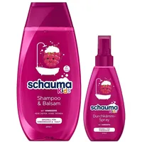Schauma Kids Shampoo & Balsam Himbeere (1x 250 ml) entwirrt für leichtere Kämmbarkeit & Schauma Kids Durchkämm-Spray Himbeere (1x 150 ml) entwirrt Knoten ganz ohne Ziepen