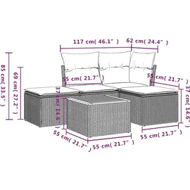 vidaXL Gartensofa-Set 5-tlg. grau