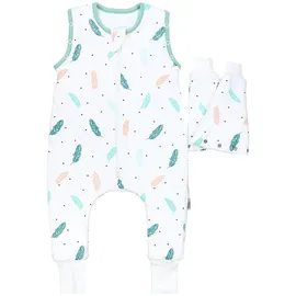 TupTam Schlafsack mit Beinen und Ärmeln OEKO-TEX zertifizierte Materialien, Winterschlafsack 2,5 TOG Unisex, Farbe: Federn, Größe: 68-74 - 68-74