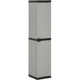 VIHHQGC Garten-Lagerschrank mit 3 Böden Grau & Schwarz 34x40x168 cm, robuster Terrassenschrank aus PVC und PP, wetterfester Aufbewahrungsschrank mit Stauraum für Garten und Balkon,