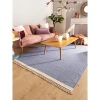 benuta Pop Wollteppich Karla - Blau 200x300 cm - Baumwolle,Wolle - Rechteckig & im Style: Uni, Hygge & Cozy, Minimalistisch - Pflegeleicht für Wohnzimmer Schlafzimmer