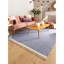 benuta Wollteppich Karla, rechteckig, Höhe: 5 mm, Wolle, Teppich Wohnzimmer, Schlafzimmer, Esszimmer, Flur, Hygge blau 200 cm x 300 cm x 5 mm