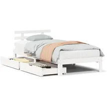 vidaXL Massivholzbett 100 x 200 cm Weiß