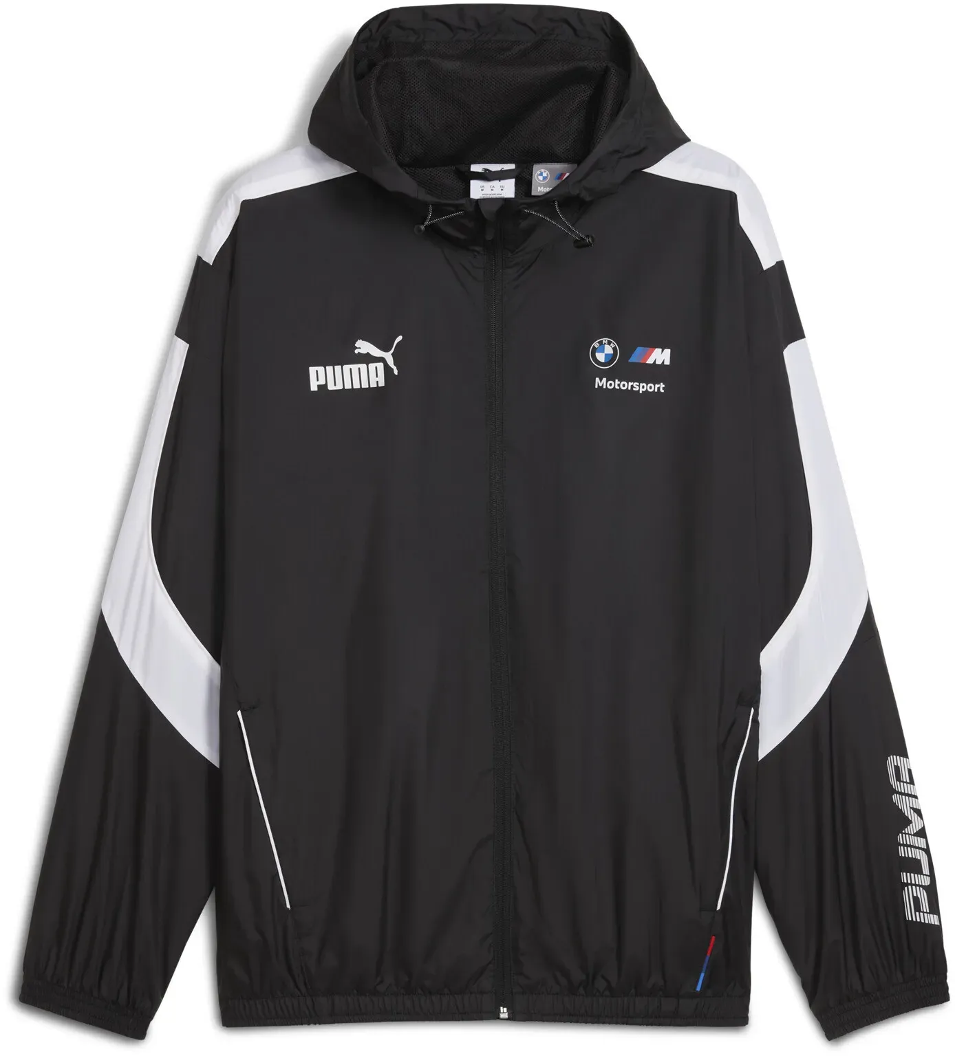 Trainingsjacke PUMA "BMW M Motorsport MT7+ Windjacke Herren", Herren, Gr. XXL, schwarz, Obermaterial: 100% Polyester; Futter: 100% Polyester; Ärmelfutter: 100% Polyester; Taschenfutter: 100% Polyester; Seitentasche – Oben: 100% Polyester; Seitentasche – Unten: 100% Polyester, Jacken