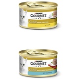 PURINA GOURMET Gold Katzenfutter nass 24er Mix-Pack, Pastete mit Huhn und Ragout Thunfisch, (2 x 12 x 85g)