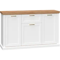 Kombikommode HOME AFFAIRE "Tara, im klassischen Landhausstil, FSC-zertifiziert, in 2 Größen", weiß (weiß matt, pacific walnut), B:167cm H:102cm T:48cm, MDF, Spanplatte, Sideboards, Kombikommode, lackiert mit wasserbasiertem UV-Lack, unempfindlich und kratzfest