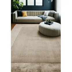 KADIMA DESIGN Teppich Wolle-Viskose handgewebt schlicht  160x230 cm  Beige  Elegant  Für moderne Einrichtung