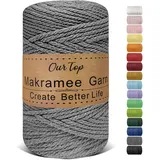 OurTop Premium Makramee Garn Grau, 5mm x 110m Macrame Cord Makramee Schnur Makramee Kordel, Garn für DIY Handwerk, Weben Dekoration, Hängepflanze Pflanze Aufhänger