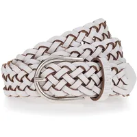 Mustang Flechtgürtel in Weiß mit Dornschließe in Silber-85