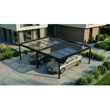 sunelements SunVaro Carport Energy Doppel XL 724 x 549 cm mit Photovoltaikdach 250 Wp anthrazit-metallic