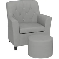 aiyaplay Kindersessel Kindersofa mit Fußhocker Kindercouch ab 18 Monaten Kindermöbel Kinderzimmer Leinentoptik Eukalyptusholz Grau 45 x 43 x 50,5 cm