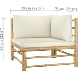vidaXL Garten-Lounge-Set 5-tlg. Bambus cremeweiß