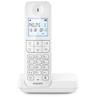 Philips D2701W - Schnurlostelefon, 4,6 Zoll (11,6 cm), vertikales Mikrofon, Freisprecheinrichtung, bis zu 14 Stunden, optimierte Antenne, Datenschutzeinstellungen, Weiß