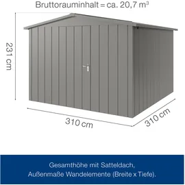 Hörmann Juno JSD Gerätehaus 3,10 x 3,10 m Graualuminium