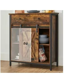 VASAGLE Sideboard 70 x 80 x 30 cm Braun/Schwarz
