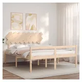 vidaXL Bett Seniorenbett mit Kopfteil 160x200 cm Massivholz beige 165.5 cm x 205.5 cm x 80.5 cm