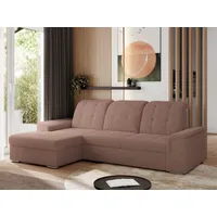 MKS MÖBEL Ecksofa MADRITO L, Set, Schlafsofa, Wellenfedern, T30-Schaum, Ecksofa L-Form, Schlaffunktion, Bettkasten, Verstellbare Kopfstützen rosa