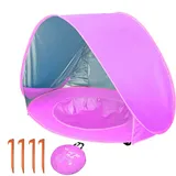 Moageme Baby Strandmuschel Pop-Up Baby Strandzelt, UV-Schutz UPF 50+ Automatisches Baby Sonnenschutz Zelt mit Pool, Tragbares leichtes Sun Shade Shelter für Strand, Camping, Wandern, Picknicks