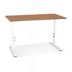 Höhenverstellbarer Schreibtisch aus Holz und Metall | OSMOSE Bürotisch mit verstellbarer Höhe | Modern Weiss-Braun | Kadima Design
