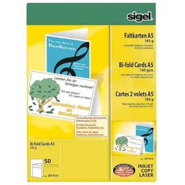 Sigel DIN A5 Faltkarte »DP910« frei gestaltbar 50 Stück beideitig bedruckbar weiß, 14.8x21 cm
