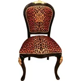 Harald Glööckler Pompöös by Casa Padrino Luxus Barock Esszimmer Stuhl Krone mit Glitzersteinen Leopard / Schwarz / Gold - Pompööser Barock Stuhl designed by Harald Glööckler
