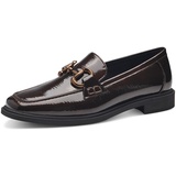 Marco Tozzi Damen Loafer ohne Absatz Lack Business Slippers, Braun (Mocca Patent), 37